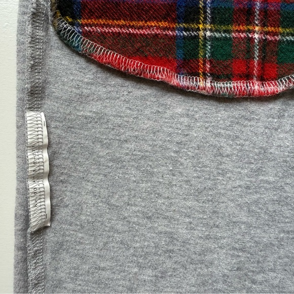 Vintage COMME DES GARCONS Gray Long Sleeve T Shirt with Round Plaid Patchwork -M - Picture 11 of 11